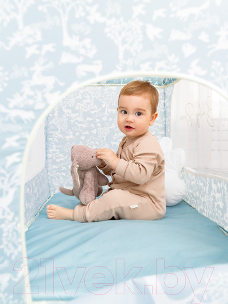 Изображение товара Кровать-манеж Amarobaby Happy Place Forest / AMARO-26HPF/19 (голубой)