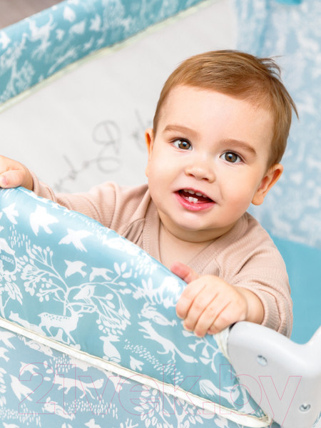 Изображение товара Кровать-манеж Amarobaby Happy Place Forest / AMARO-26HPF/19 (голубой)