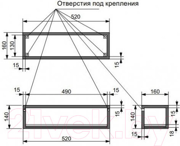 Изображение товара Полка для ванной Эстет Malibu Luxe / ФР-00007120