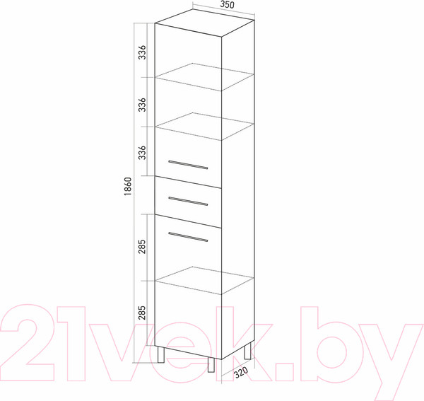 Изображение товара Шкаф-пенал для ванной Mixline Диамант 35 L 522471