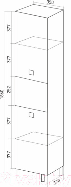 Изображение товара Шкаф-пенал для ванной Mixline Боско 35 R 522470 (белый/венге)