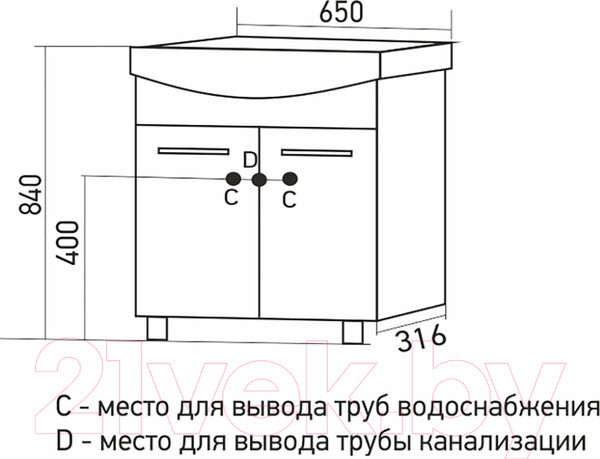Изображение товара Тумба под умывальник Mixline Росток 65 536047