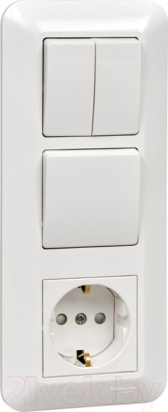 Изображение товара Блок выключатель+розетка Systeme (Schneider) Electric Прима BK2VR-008A-BI