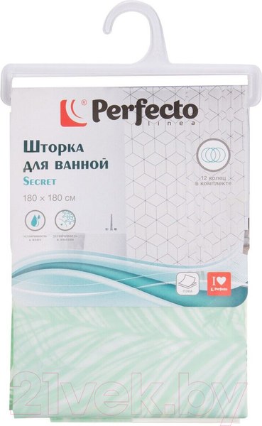 Изображение товара Шторка-занавеска для ванны Perfecto Linea Secret 36-118003 (листья)
