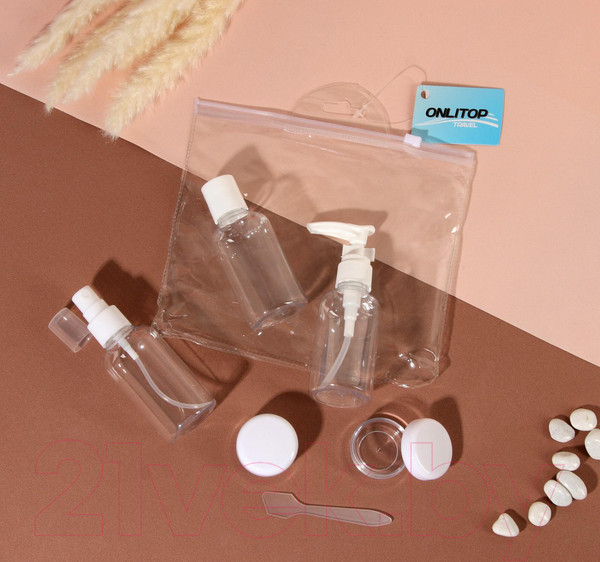 Изображение товара Набор флаконов для косметики Onlytop В чехле / ОТ 655409