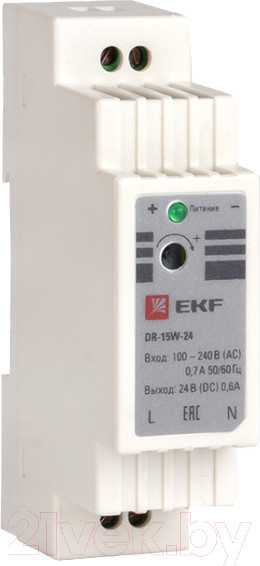 Изображение товара Блок питания на DIN-рейку EKF PROxima DR-15W-24