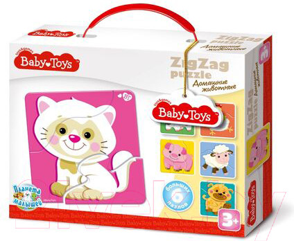 Изображение товара Развивающий игровой набор Baby Toys Тройной зигзаг. Домашние животные / 02500