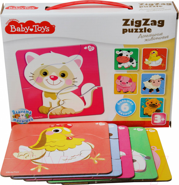 Изображение товара Развивающий игровой набор Baby Toys Тройной зигзаг. Домашние животные / 02500