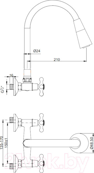 Изображение товара Смеситель Invena BC-24-E2S-L (белый)