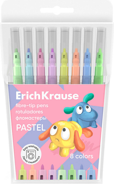 Изображение товара Фломастеры Erich Krause Easy Washable Pastel / 56085 (8цв)