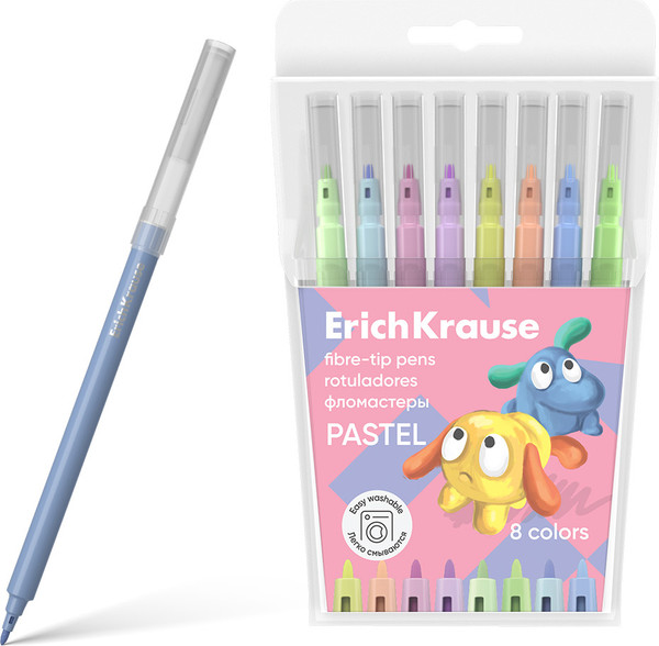 Изображение товара Фломастеры Erich Krause Easy Washable Pastel / 56085 (8цв)