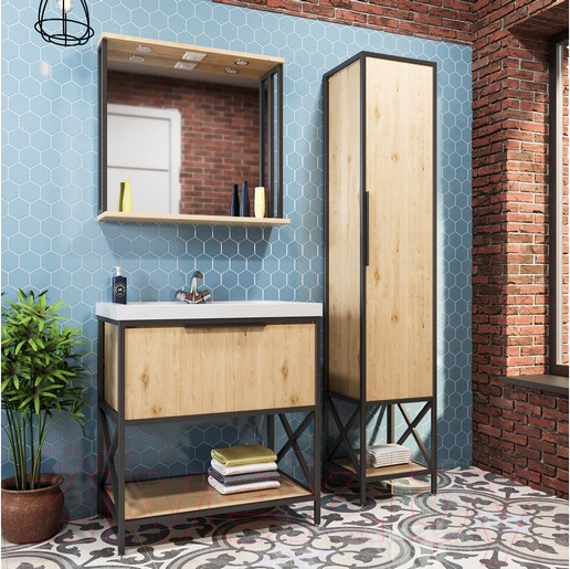 Изображение товара Зеркало Mixline Бруклин 80 543584 (дуб бунратти, с подсветкой)