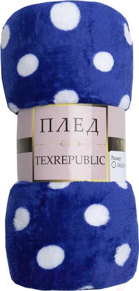 Изображение товара Плед TexRepublic Absolute Горох фланель 140x200 / 37359 (синий/белый)