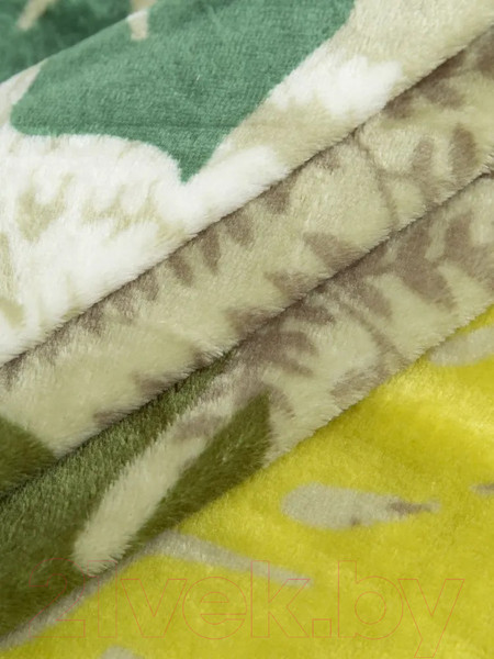 Изображение товара Плед TexRepublic Absolute Монстера и папоротник Фланель 180x200 / 59753 (оливковый/зеленый)