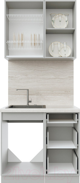 Изображение товара Кухонный гарнитур Интерлиния Берес 0.9А (дуб лазурный/дуб серый/серый каспий)