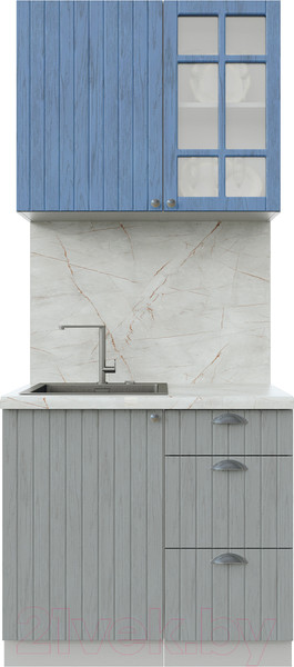 Изображение товара Кухонный гарнитур Интерлиния Берес 0.9А (дуб лазурный/дуб серый/серый каспий)