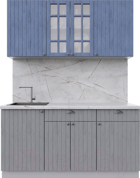 Изображение товара Кухонный гарнитур Интерлиния Берес 1.6А (дуб лазурный/дуб серый/серый каспий)