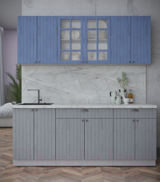 Изображение товара Кухонный гарнитур Интерлиния Берес 2.0А (дуб лазурный/дуб серый/серый каспий)