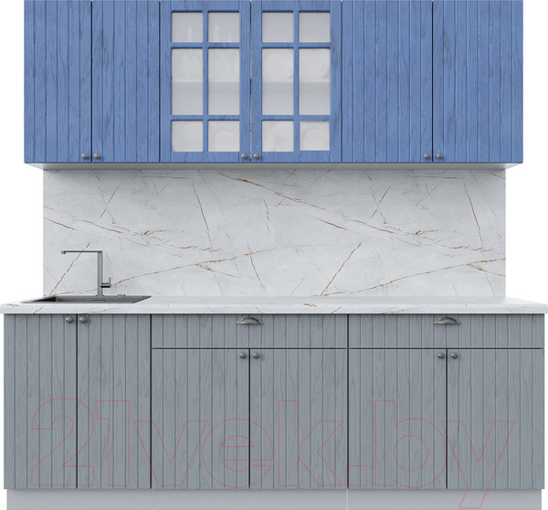 Изображение товара Кухонный гарнитур Интерлиния Берес 2.2А (дуб лазурный/дуб серый/серый каспий)