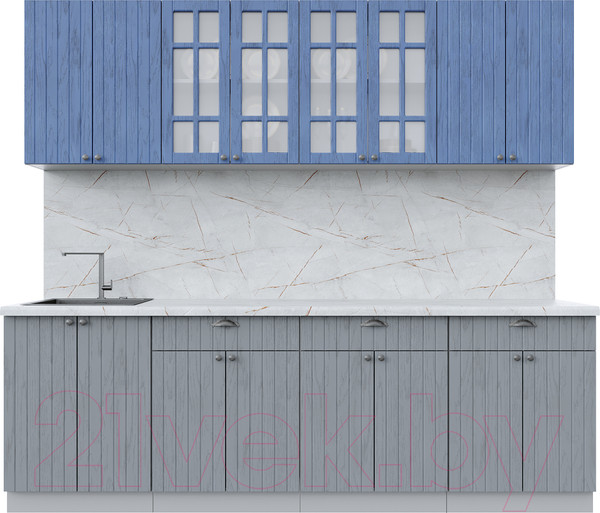 Изображение товара Кухонный гарнитур Интерлиния Берес 2.4А (дуб лазурный/дуб серый/серый каспий)