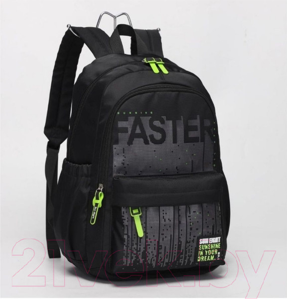Изображение товара Школьный рюкзак Sun Eight SE-8399 (черный/салатовый)