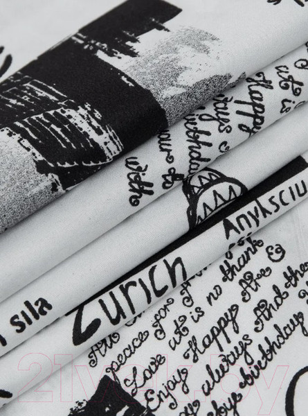 Изображение товара Комплект постельного белья Amore Mio Мако-сатин Trip W Микрофибра 1.5 24476 / 93780 (белый/черный)