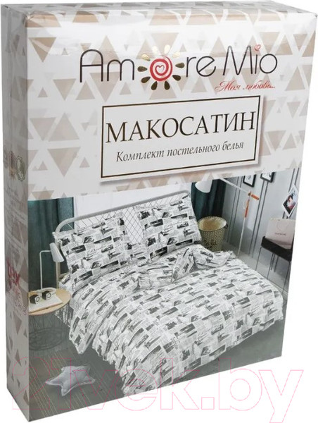 Изображение товара Комплект постельного белья Amore Mio Мако-сатин Trip W Микрофибра 1.5 24476 / 93780 (белый/черный)