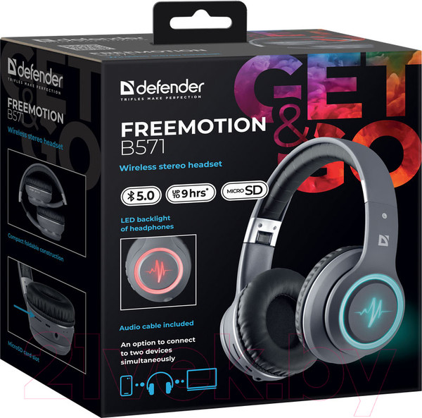 Изображение товара Беспроводные наушники Defender FreeMotion B571 / 63571 (серый)