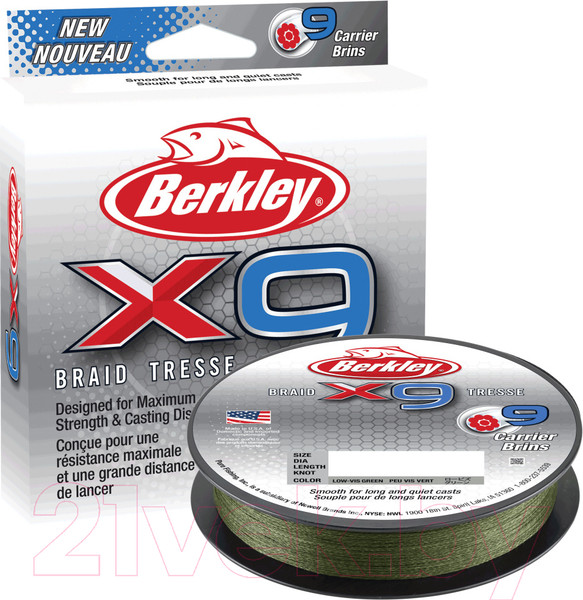 Изображение товара Леска плетеная Berkley Fishing X9 0.6мм 6.4кг 150м / 1486809 (темно-зеленый)