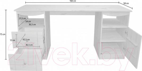 Изображение товара Письменный стол Dipriz Telde 160 Д.40019.2 (бейц ОТТО)