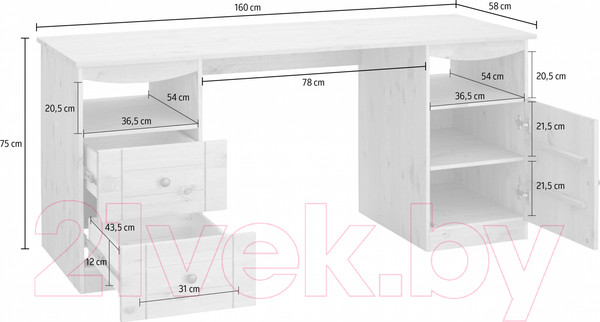 Изображение товара Письменный стол Dipriz Telde 160 Д.40019.2 (бейц ОТТО)