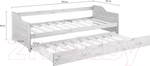 Изображение товара Кровать-тахта Dipriz Tim 1ящ Д.80015.2 (лак)