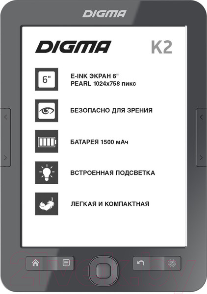 Изображение товара Электронная книга Digma K2 (темно-серый)