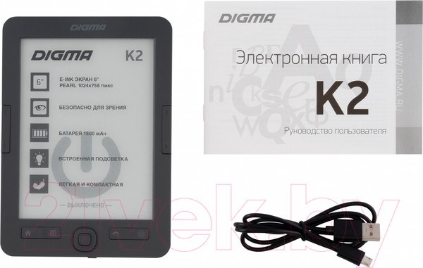 Изображение товара Электронная книга Digma K2 (темно-серый)