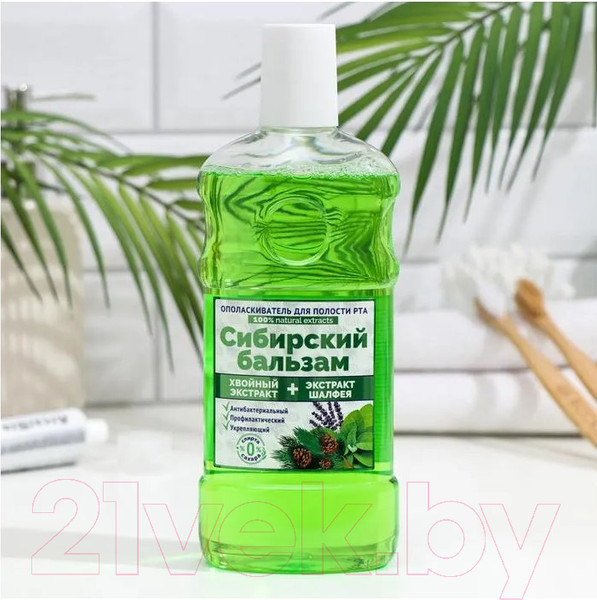 Изображение товара Ополаскиватель для полости рта Family Cosmetics Сибирский бальзам Шалфей и Хвойный Экстракт (500мл)