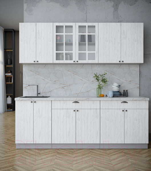 Изображение товара Кухонный гарнитур Интерлиния Берес 2.2А (дуб полярный/серый каспий)