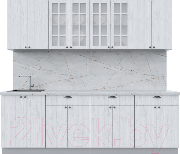 Изображение товара Кухонный гарнитур Интерлиния Берес 2.4А (дуб полярный/серый каспий)