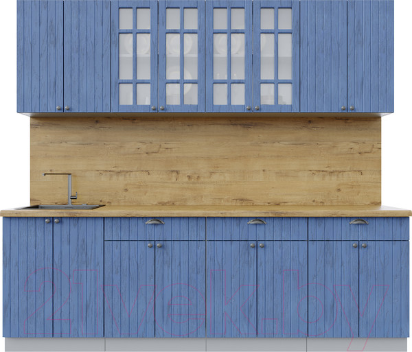 Изображение товара Кухонный гарнитур Интерлиния Берес 2.4А (дуб лазурный/дуб бунратти)