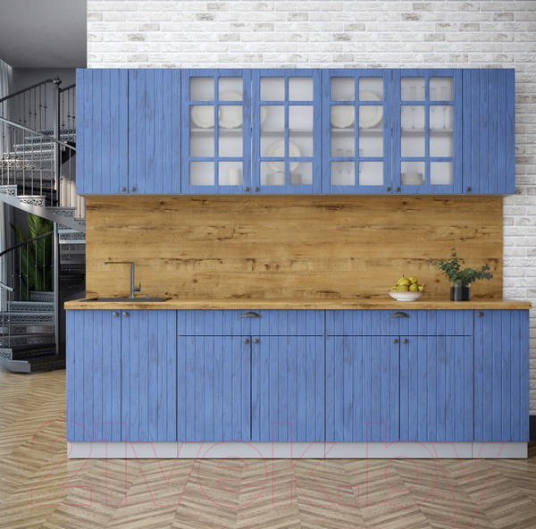 Изображение товара Кухонный гарнитур Интерлиния Берес 2.5А (дуб лазурный/дуб бунратти)