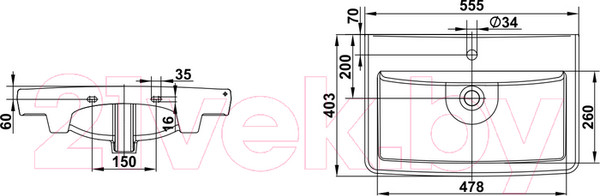Изображение товара Умывальник Керамин Милан 55 (с пьедесталом)