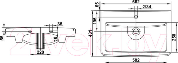 Изображение товара Умывальник Керамин Милан 65 (с пьедесталом)