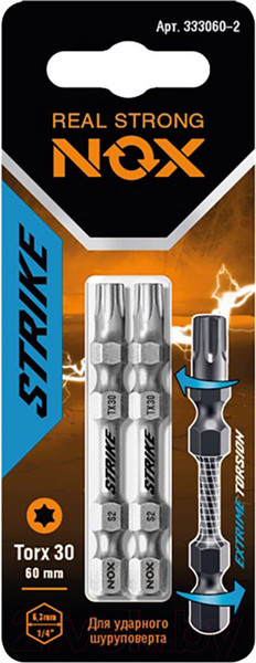Изображение товара Набор бит Nox Strike Impact E6.3 Tx30-60 / 333060-2 (2шт)