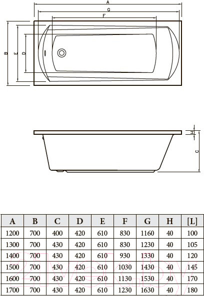 Изображение товара Ванна акриловая Bonito Home Selena 160x70 / BH-SE-501-160/St (с ножками)