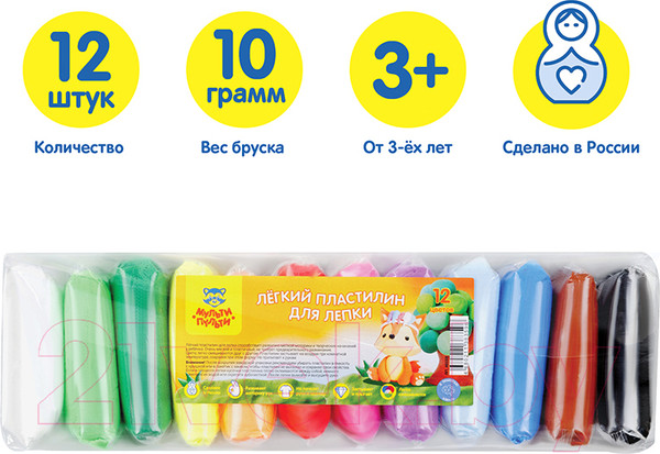 Изображение товара Пластилин легкий Мульти-пульти ЛП_40359 (12цв)