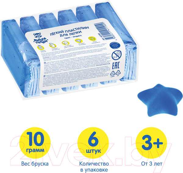 Изображение товара Пластилин легкий Мульти-пульти ЛП_43190 (6шт, индиго)