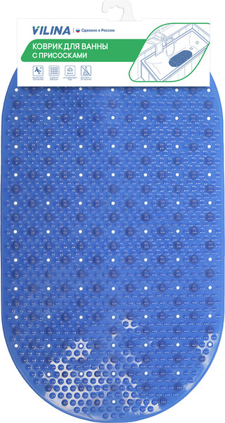 Изображение товара Коврик на присосках Вилина Массажный 6807 (39x69, синий)