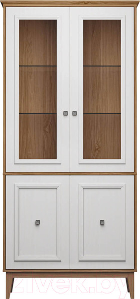 Изображение товара Шкаф с витриной Гомельдрев Торино ГМ 1492 Дуб (белый/натуральный дуб)