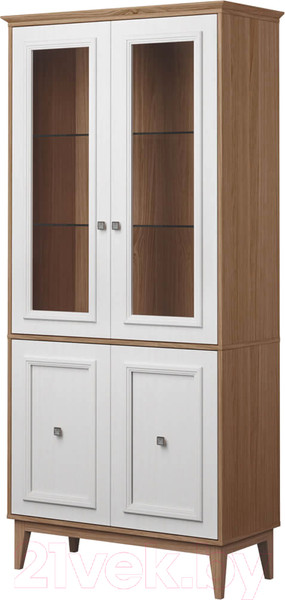 Изображение товара Шкаф с витриной Гомельдрев Торино ГМ 1492 Дуб (белый/натуральный дуб)
