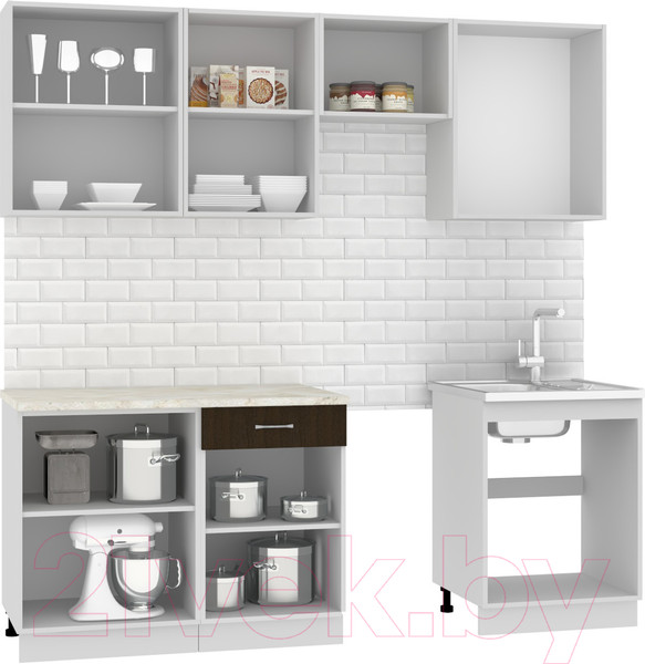 Изображение товара Кухонный гарнитур Mio Tesoro Экстра-лайт 2.2 (венге светлый/венге/королевский опал)