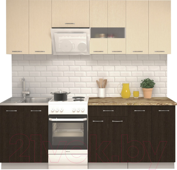 Изображение товара Кухонный гарнитур Mio Tesoro Экстра-лайт 2.2 (венге светлый/венге/мадрид)